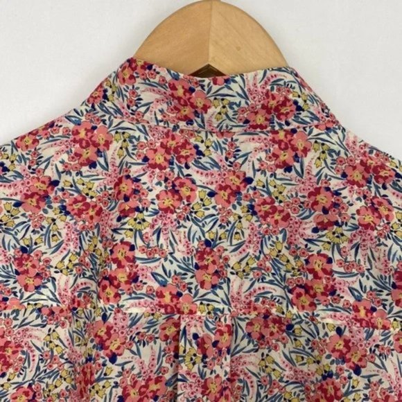 J.Crew x Liberty 6 Popover Shirt Swirling Petals Pink Red Blue Yellow - Picture 13 of 14